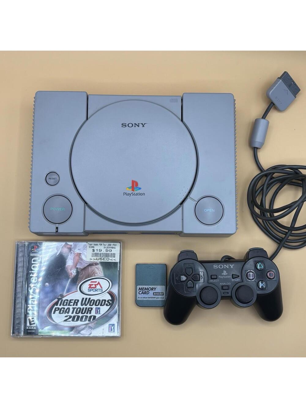 Sony Playstation 1 Console Bundle W/ Controller, Memory Card, Game & Cables